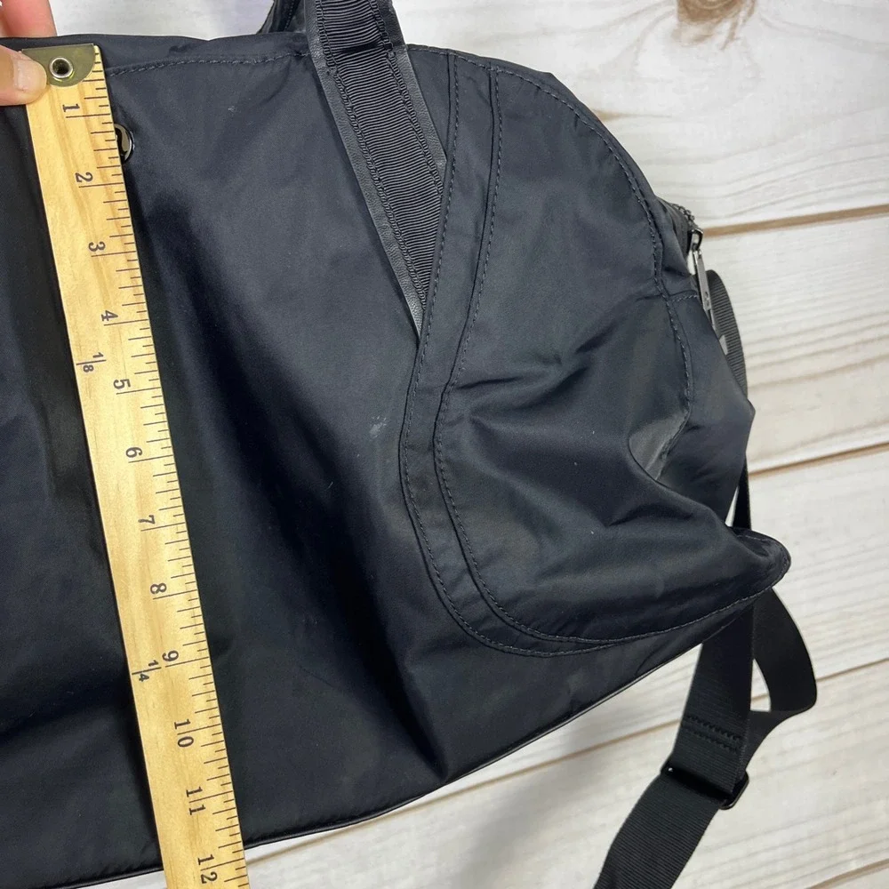 Lululemon Black Nylon Duffel Tote Bag Gym Travel Crossbody Shoulder Bag